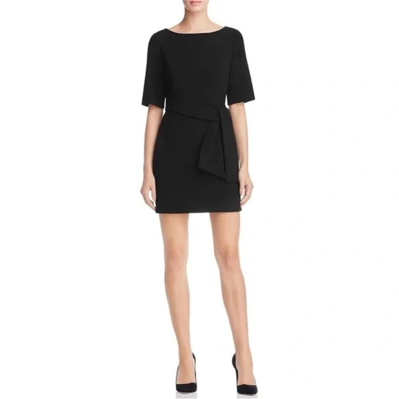 Alice + Olivia Virgil Boat Neck Wrap Dress Black Sz 2 - Picture 2 of 10